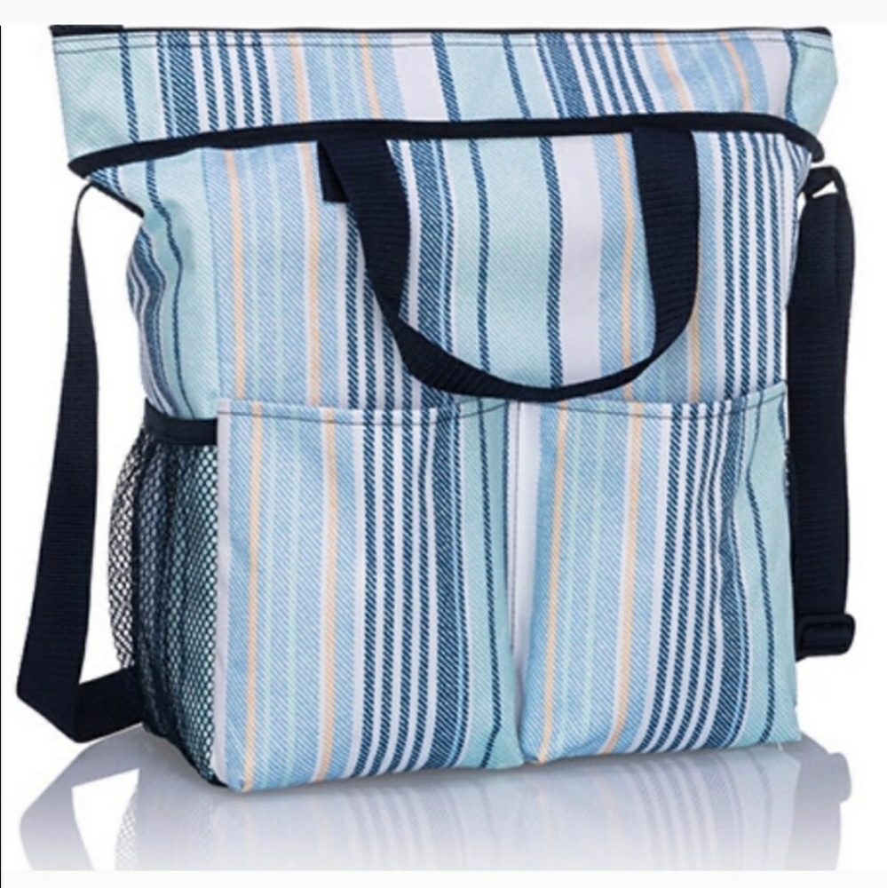 Thirty-One Crossbody Organizing Tote NWT Boardwalk Stripe